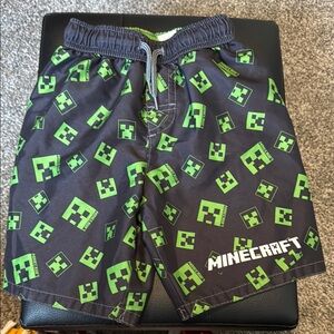 Neon Green Creeper Pattern Swim Trunks